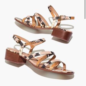 Madewell Animal Print Sandal Snake Embossed Leather Lori Sz 8 Strappy Low Heel